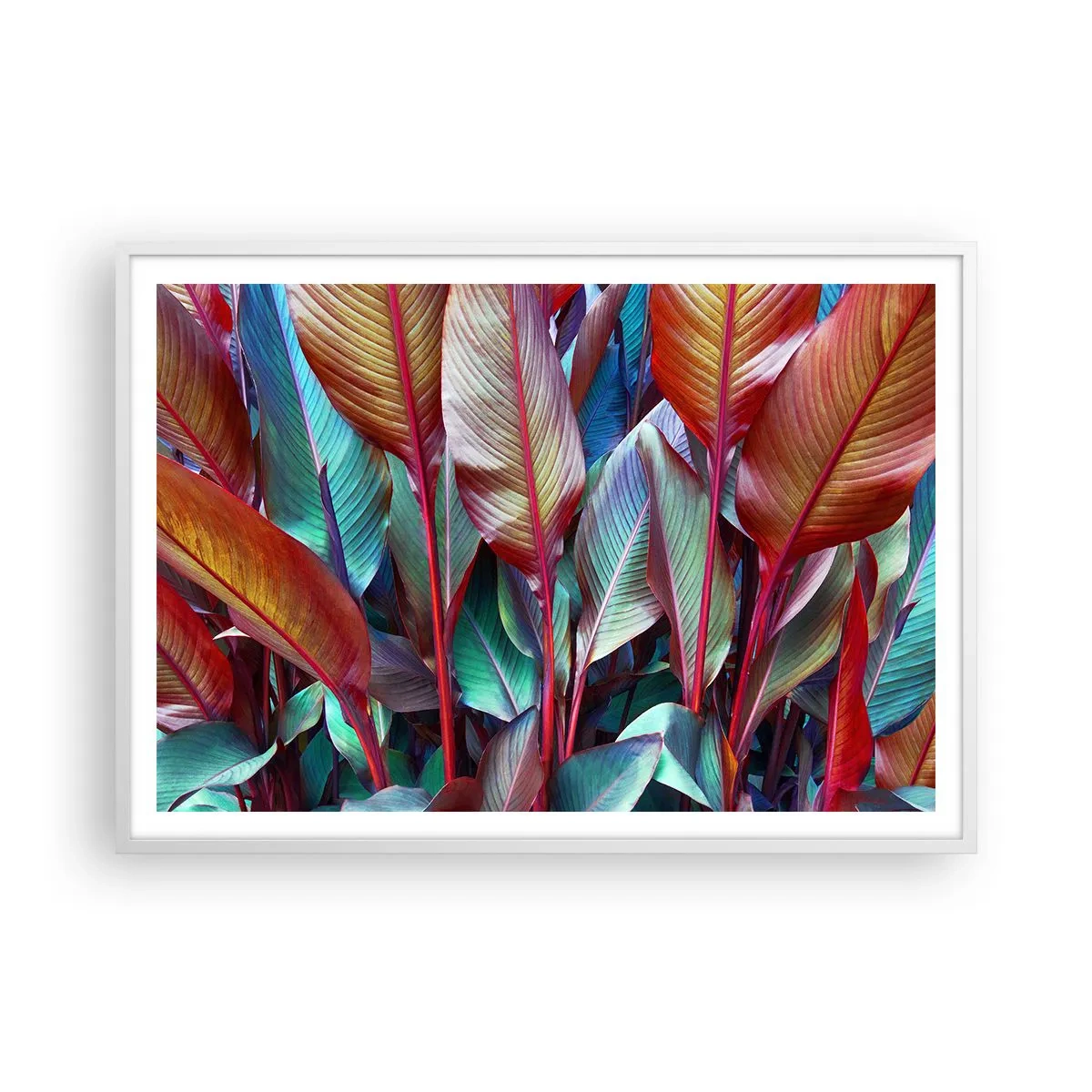 Poster in einem weißen Rahmen - Buntes Dickicht - 100x70 cm