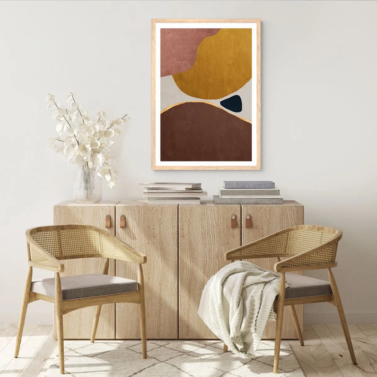 Poster in einem Rahmen aus heller Eiche - Abstraktion – ein Ort im Raum - 40x50 cm