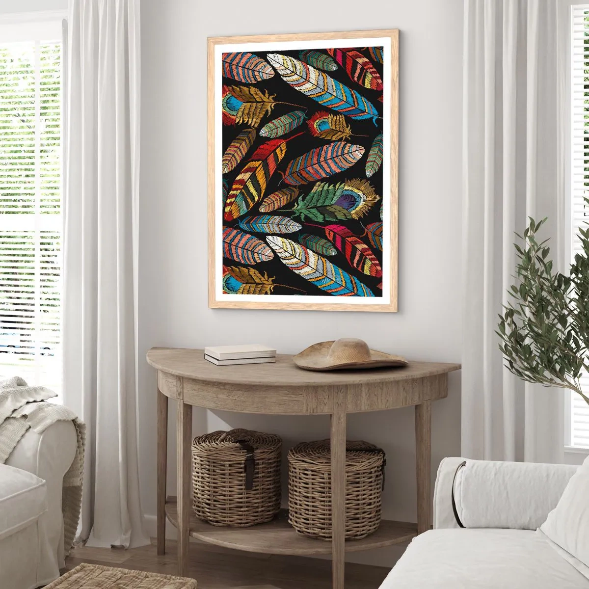 Poster in einem Rahmen aus heller Eiche - Der Vogelkarneval - 70x100 cm