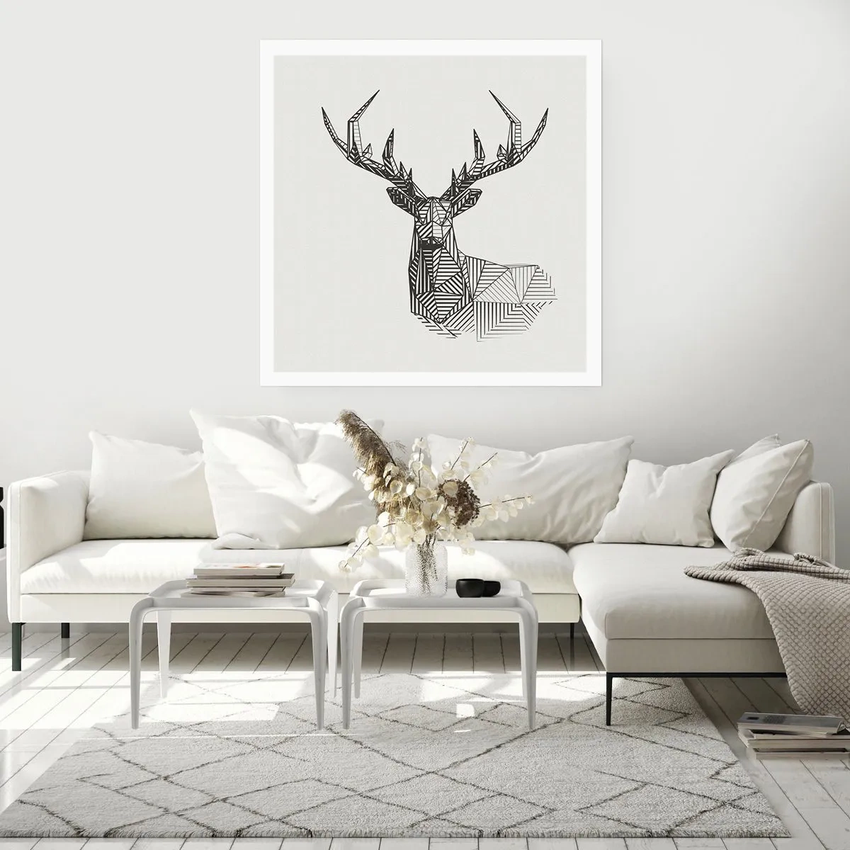 Poster - Ein Hirsch im kubistischen Stil - 60x60 cm