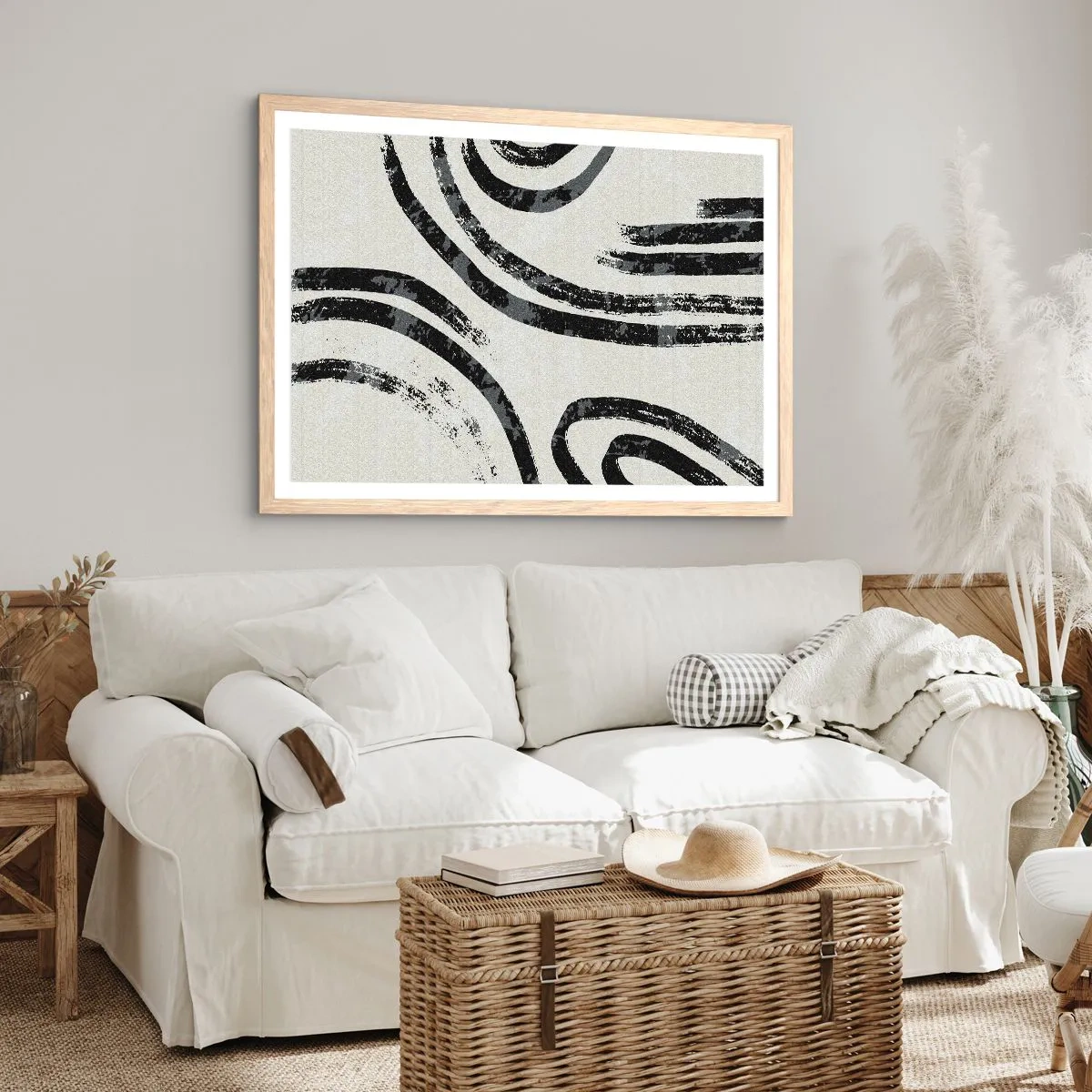 Poster in einem Rahmen aus heller Eiche - Bei Hälfte angehalten - 100x70 cm