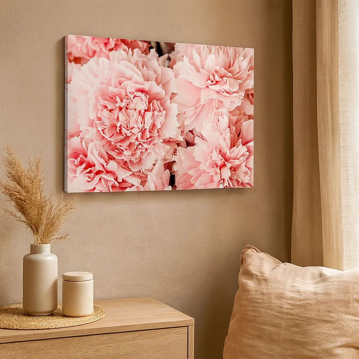 Bild auf Leinwand - Leinwandbild - Zarte rosa Pfingstrosen in zartem Ambiente - 70x50cm - Rosa Traum - Moderne Wanddekoration für Wohnzimmer und Schlafzimmer ARTTOR