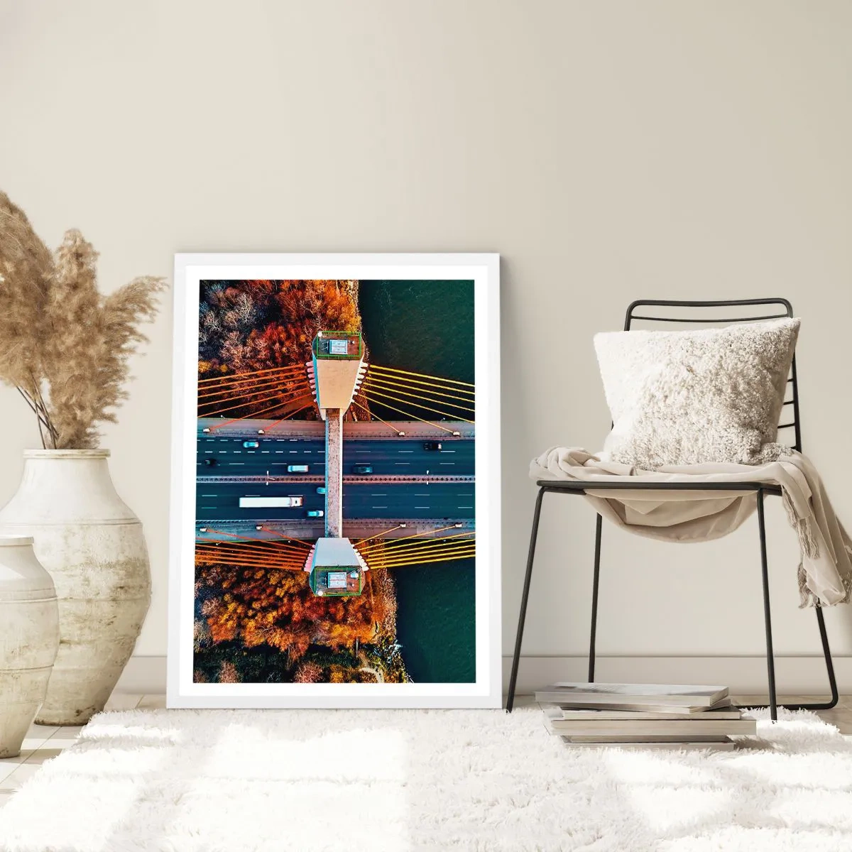 Poster in einem weißen Rahmen - Jenseits der Gewässer, jenseits der Wälder - 40x50 cm