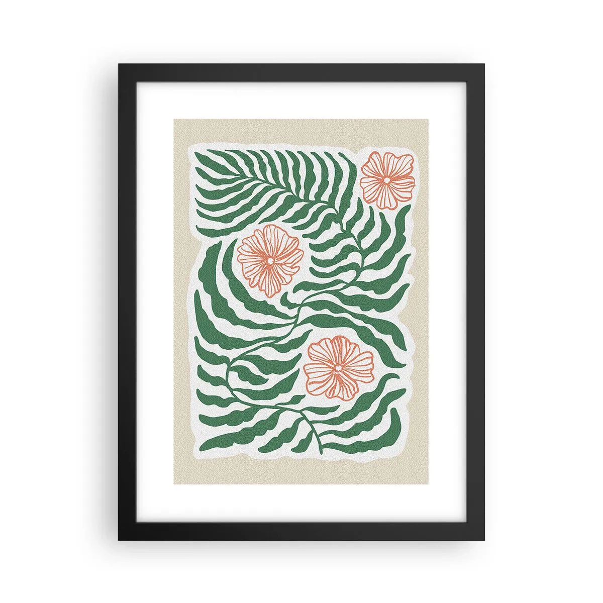 Poster in einem schwarzem Rahmen - Aufgeblüht in Grün - 30x40 cm