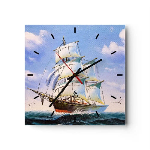 Wanduhr - Glasuhr - Mit Stolz mit dem Wind - 40x40 cm