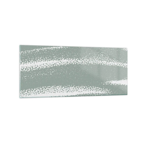 Glasbild - Bild auf glas - Winterwellen in Mint- und Weißtönen - 120x50cm - Abstraktion im Winterklima - Moderne Wanddekoration für Wohnzimmer und Schlafzimmer ARTTOR
