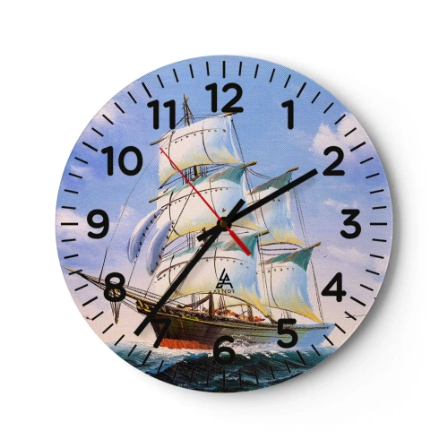 Wanduhr - Glasuhr - Mit Stolz mit dem Wind - 40x40 cm