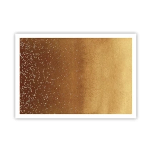 Poster - Ein goldener Farbverlauf mit dezentem Schimmer und Verzierung - 100x70cm - Die Geburt des Lichts - Moderne Wanddekoration für Wohnzimmer und Schlafzimmer ARTTOR