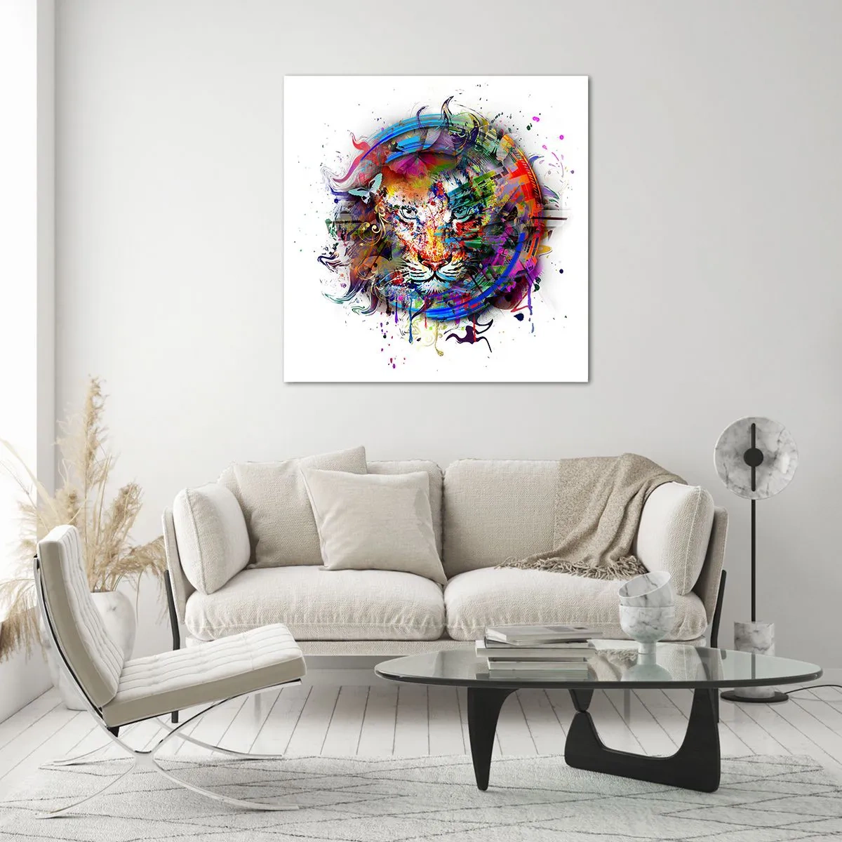 Glasbild - Bild auf glas - Es lauert hinter einem Regenbogenschleier - 50x50 cm