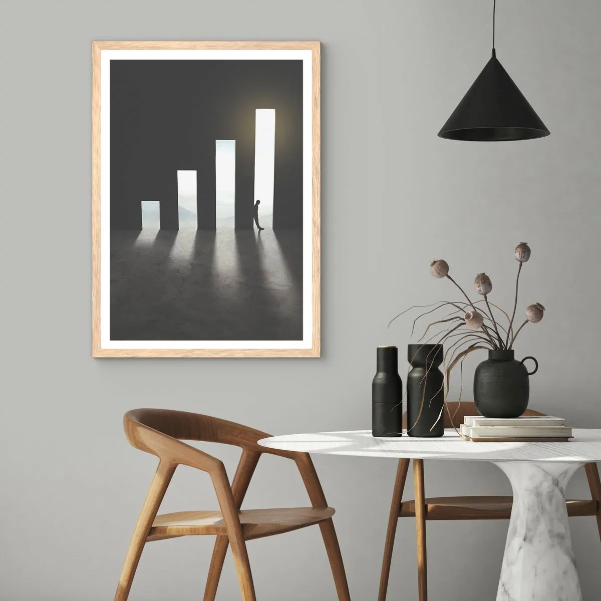 Poster in einem Rahmen aus heller Eiche - Erfolg – Impression - 50x70 cm