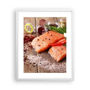 Poster in einem weißen Rahmen - Norwegisches Abenteuer in der Küche - 40x50 cm