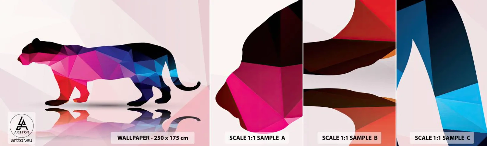 Fototapetenmuster Standard Eco - Diment Panther - Tiere, Panther, Geometrische Figur - 100x30 cm