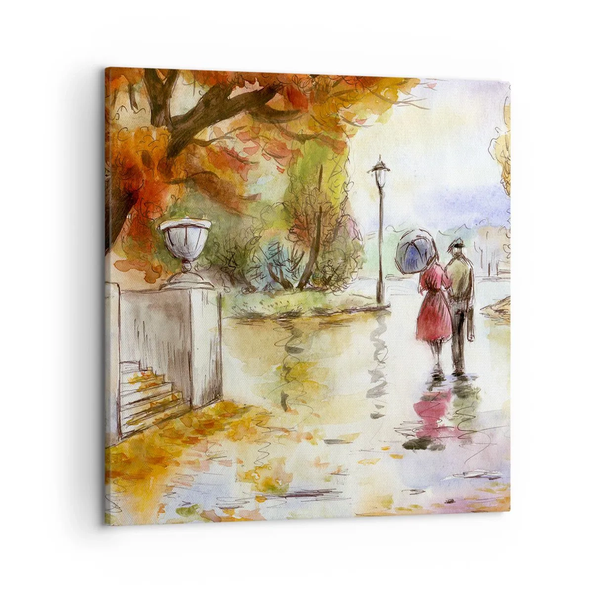 Bild auf Leinwand - Leinwandbild - Romantischer Herbst im Park - 50x50 cm