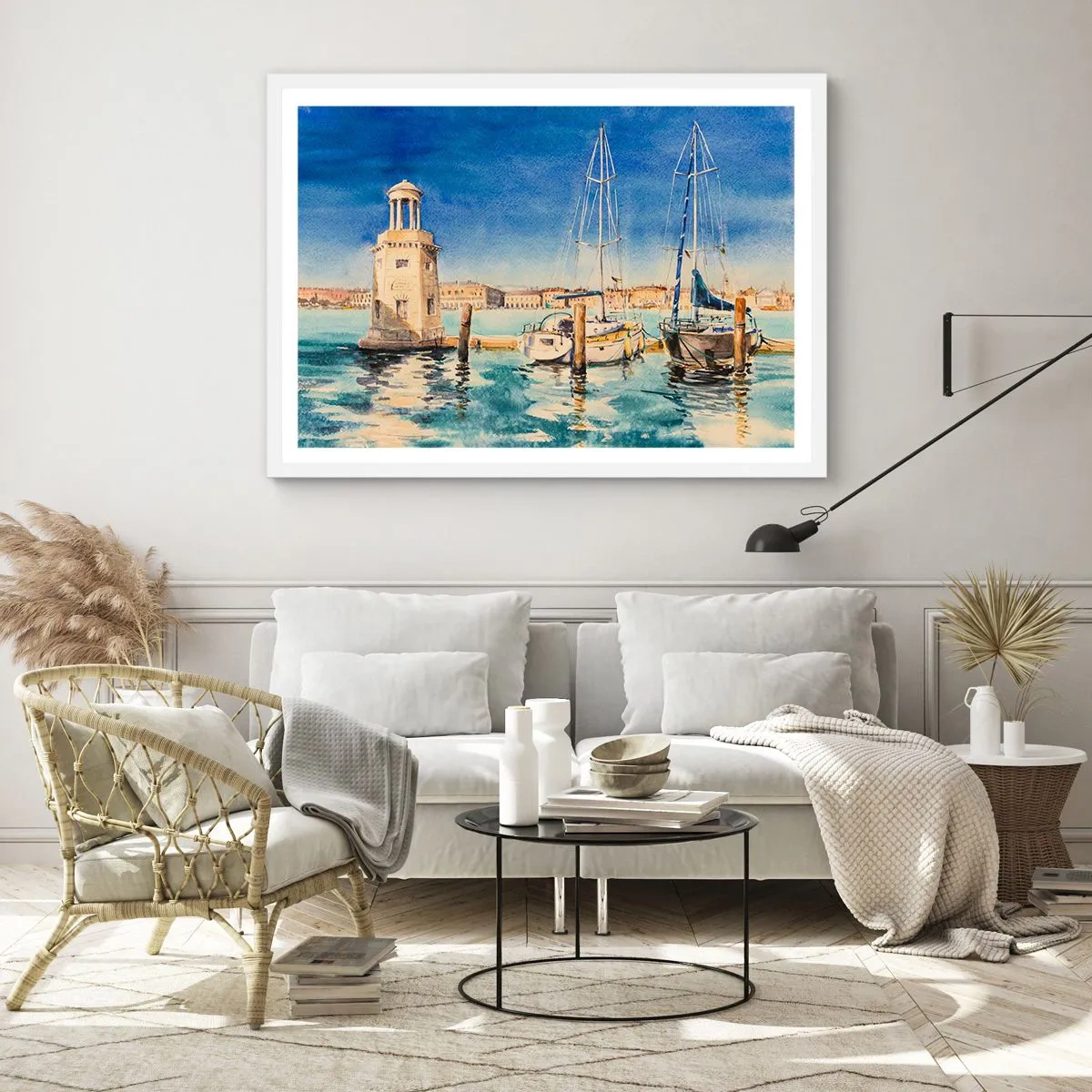 Poster in einem weißen Rahmen - Sonnige Lagune - 91x61 cm