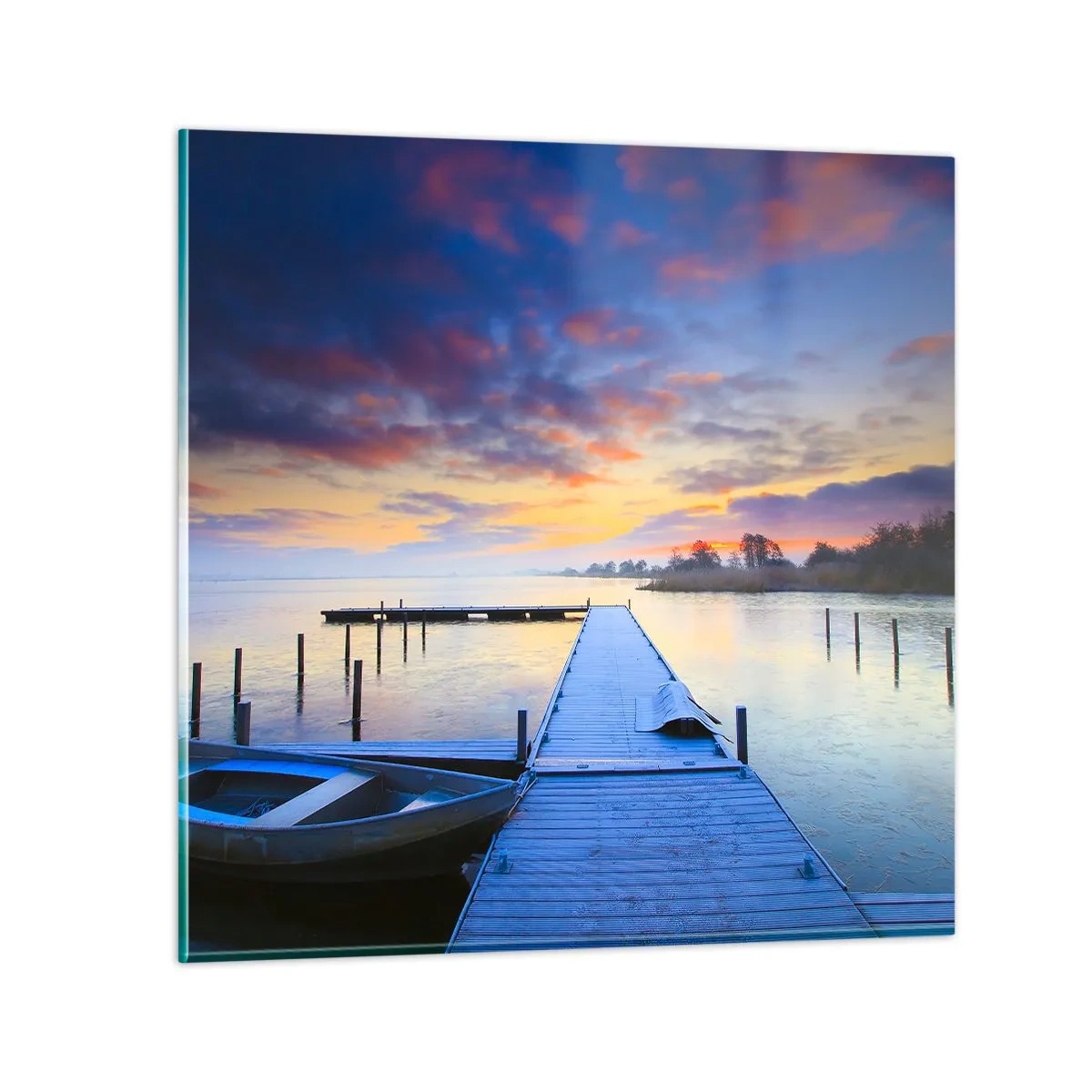 Glasbild - Bild auf glas - Violett-goldene Ruhe - 70x70 cm