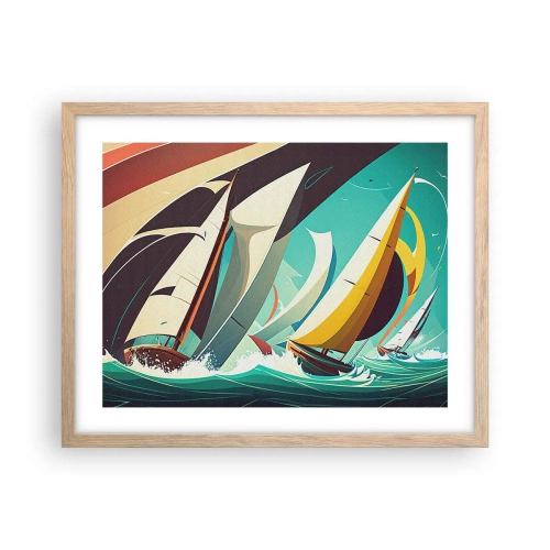 Poster in einem Rahmen aus heller Eiche - Viel Glück mit den Elementen - 50x40 cm