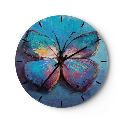 Wanduhr - Glasuhr - Ein malerischer Schmetterling in intensiven Farben - 30x30cm - In all seiner Pracht - Moderne Wanddekoration für Wohnzimmer, Küche und Schlafzimmer ARTTOR