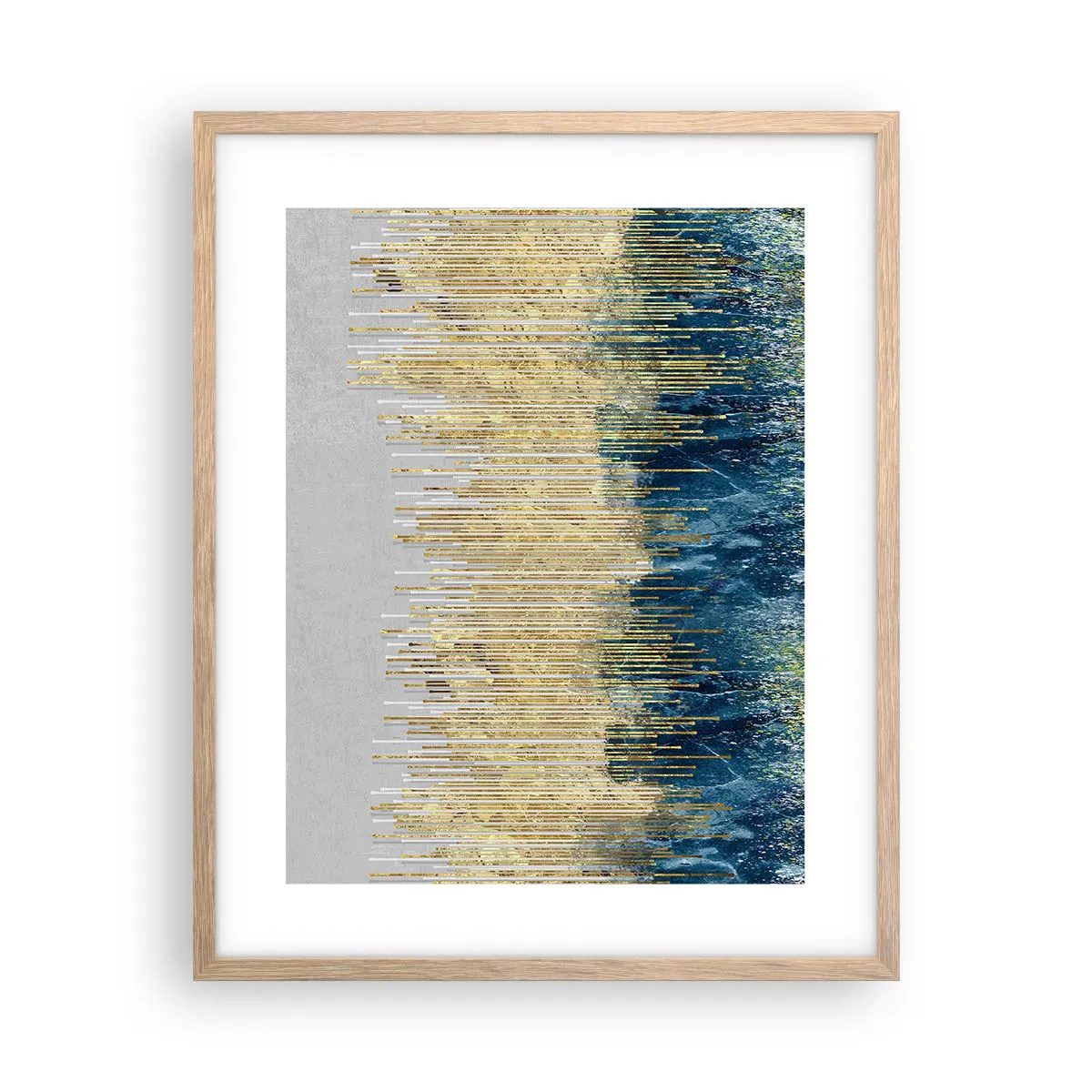 Poster in einem Rahmen aus heller Eiche - Vergoldete Grenze - 40x50 cm