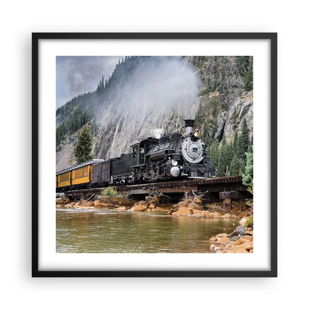 Poster in einem schwarzem Rahmen - Wo willst du hin? Wohin? - 50x50 cm