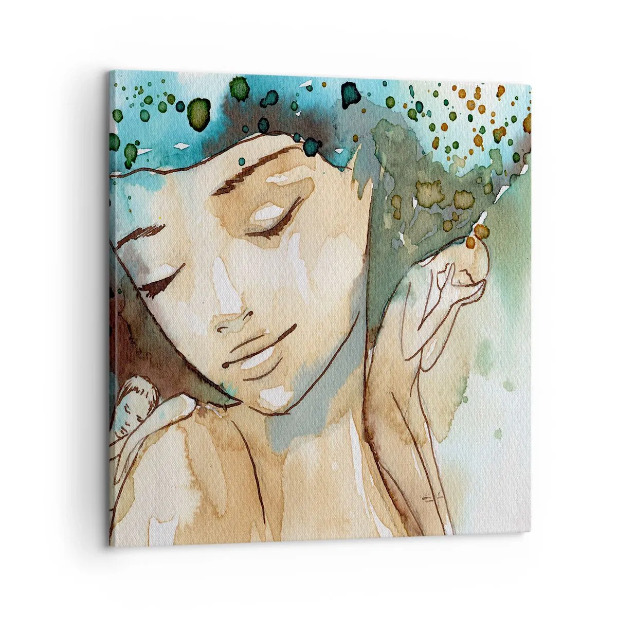 Bild auf Leinwand - Leinwandbild - Dame in Blau - 60x60 cm