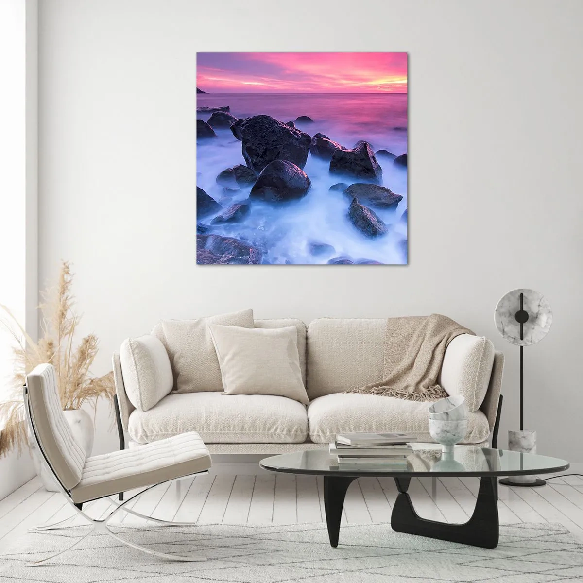 Glasbild - Bild auf glas - Geburt bei Licht und Nebel - 50x50 cm