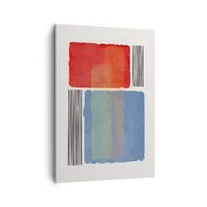 Bild auf Leinwand - Leinwandbild - Geometrische Komposition mit farbigen Blöcken und Linien - 50x70cm - Der Geist und der Buchstabe der Geometrie - Moderne Wanddekoration für Wohnzimmer und Schlafzimmer ARTTOR