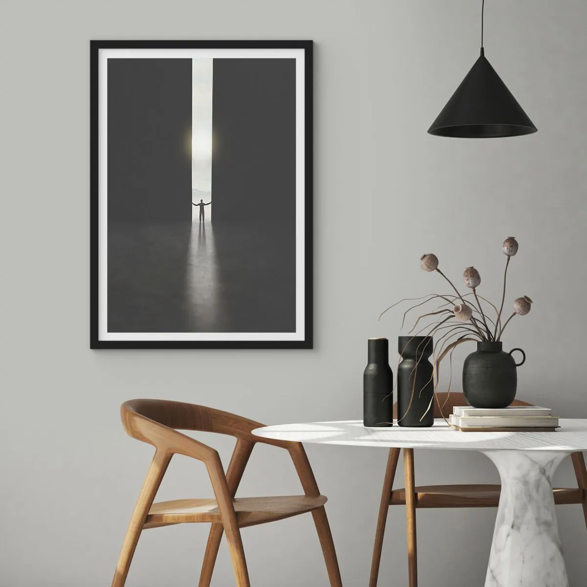 Poster in einem schwarzem Rahmen - Ein Schritt in eine strahlende Zukunft - 61x91 cm