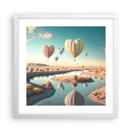 Poster in einem weißen Rahmen - Dank Liebe steigt man auf - 40x40 cm