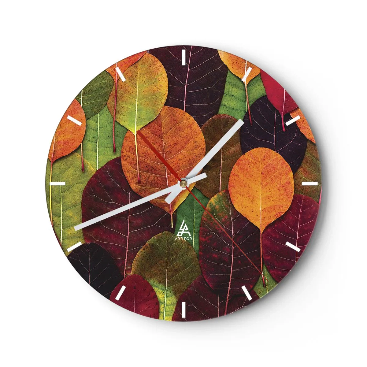 Wanduhr - Glasuhr - Herbstmosaik - 40x40 cm