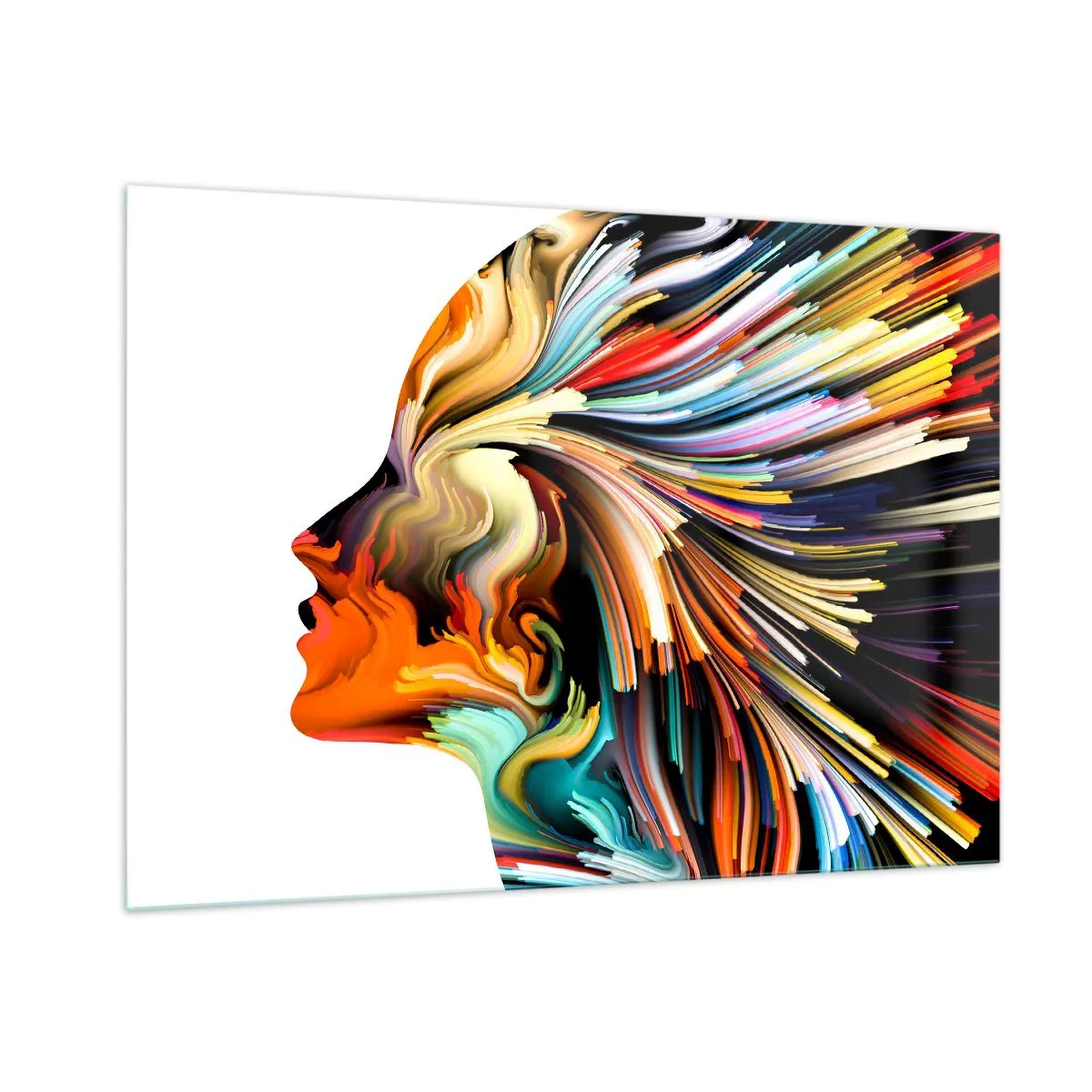 Glasbild - Bild auf glas - Eine Farbexplosion in Form einer menschlichen Silhouette - 100x70cm - Eine Explosion der Fantasie - Moderne Wanddekoration für Wohnzimmer und Schlafzimmer ARTTOR