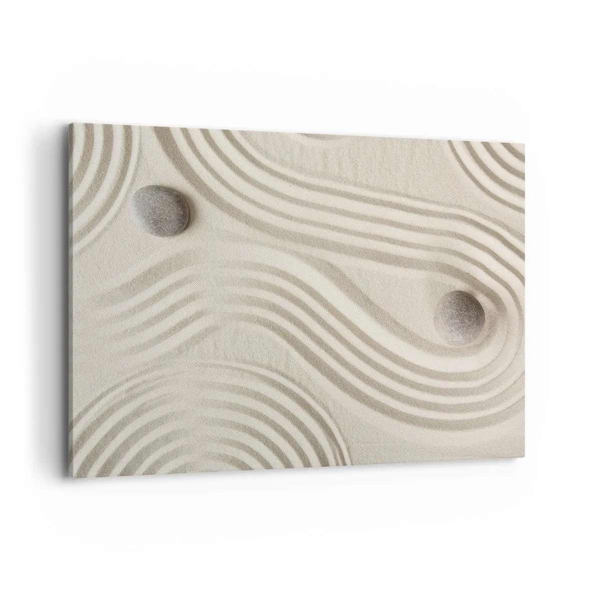 Bild auf Leinwand - Leinwandbild - Minimalistisches Zen-Design mit Sand und Steinen - 100x70cm - Ein Hauch von Wärme - Moderne Wanddekoration für Wohnzimmer und Schlafzimmer ARTTOR