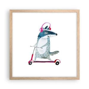 Poster in einem Rahmen aus heller Eiche - Dachsfreude - 40x40 cm