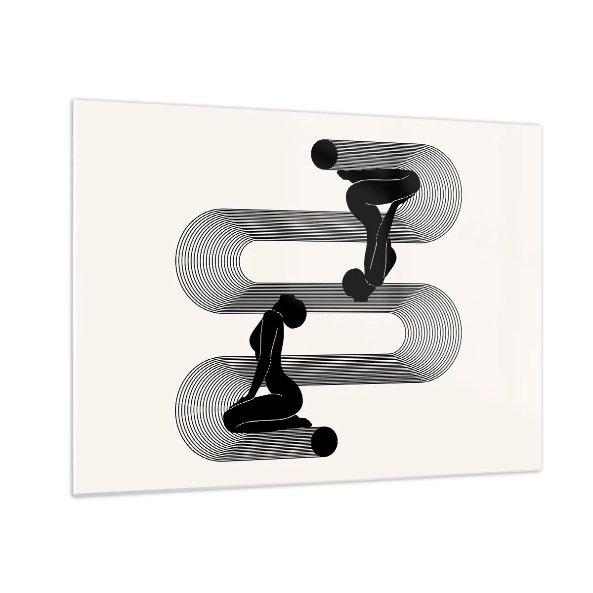 Glasbild - Bild auf glas - Minimalistische feminine Silhouetten mit grafischem Linienmotiv - 70x50cm - Sinnliche Symmetrie - Moderne Wanddekoration für Wohnzimmer und Schlafzimmer ARTTOR