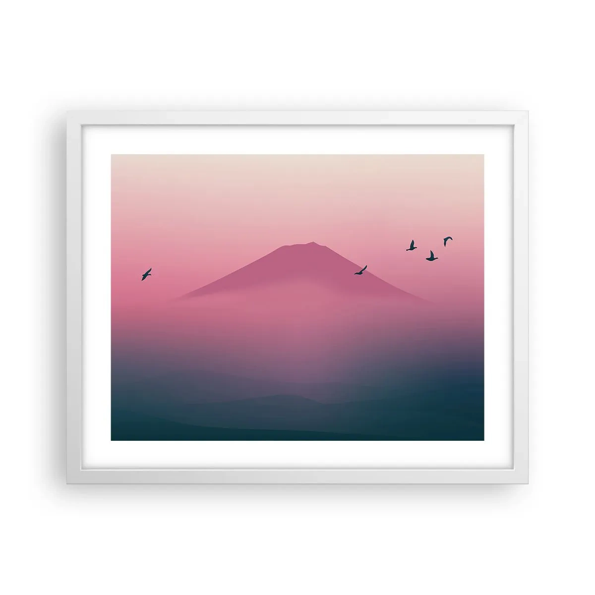 Poster in einem weißen Rahmen - Wanderer über den Wolken - 50x40 cm