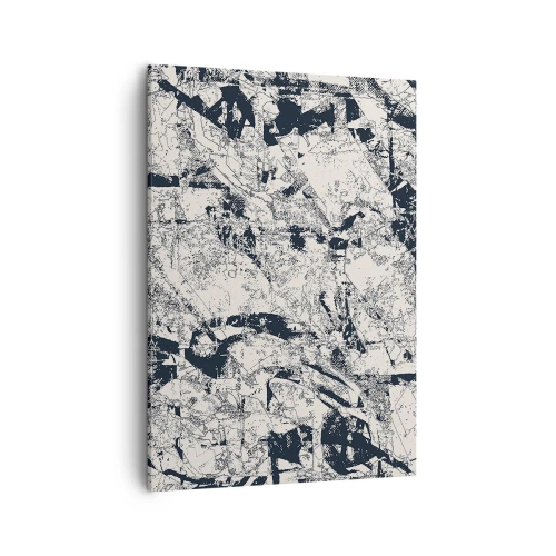 Bild auf Leinwand - Leinwandbild - Abstrakte Komposition in Schwarzweiß mit dynamischem Layout - 50x70cm - Durchdringung der Gegensätze - Moderne Wanddekoration für Wohnzimmer und Schlafzimmer ARTTOR