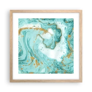 Poster in einem Rahmen aus heller Eiche - Unter der großen Welle der Edo-Ära - 40x40 cm