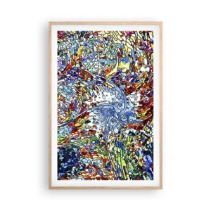 Poster in einem Rahmen aus heller Eiche - Glasmalerei Wassertropfen - 61x91 cm