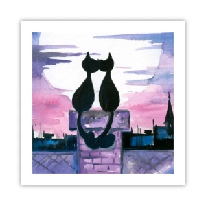 Poster - Rendez-vous unter dem Mond - 50x50 cm