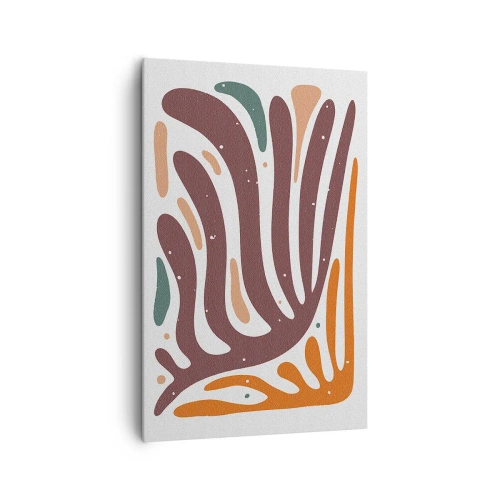 Bild auf Leinwand - Leinwandbild - Organisches Muster mit strahlenden Linien in warmen Farbtönen - 80x120cm - Strahlende organische Komposition - Moderne Wanddekoration für Wohnzimmer und Schlafzimmer ARTTOR