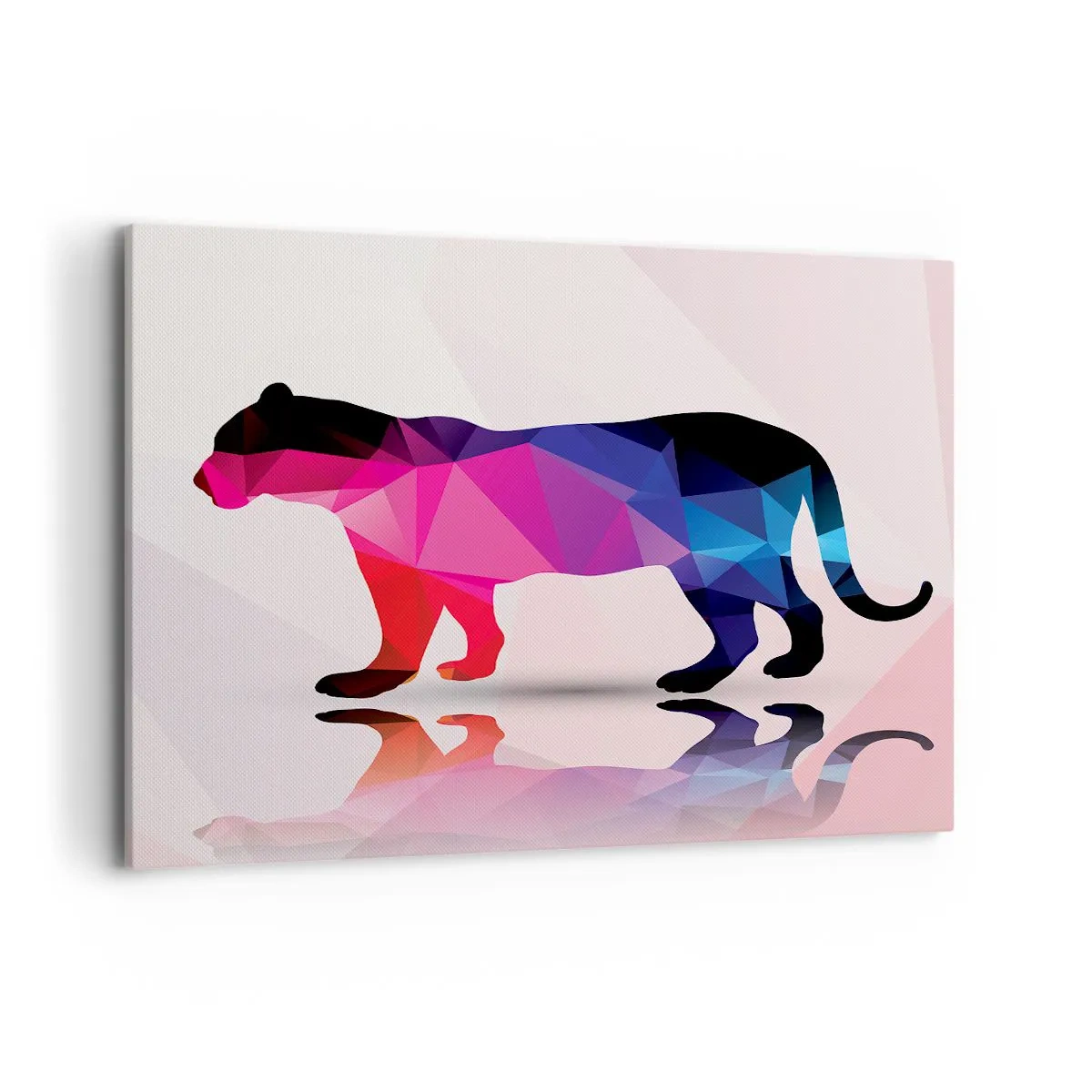 Bild auf Leinwand - Leinwandbild - Geometrische Panther-Silhouette in Rosa- und Blautönen - 120x80cm - Diment Panther - Moderne Wanddekoration für Wohnzimmer und Schlafzimmer ARTTOR