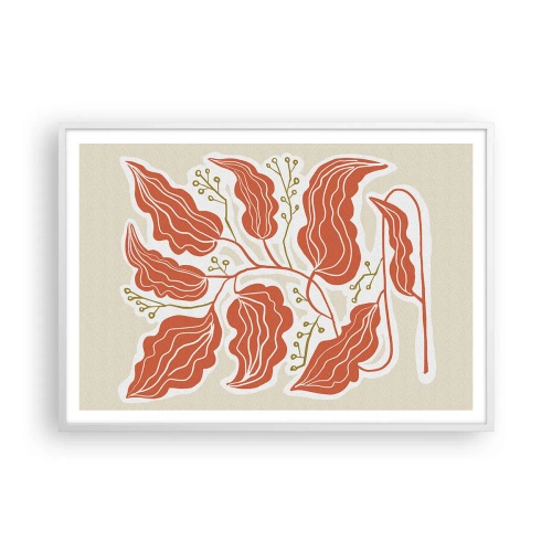 Poster in einem weißen Rahmen - Im Folkstil und korallenartig - 100x70 cm