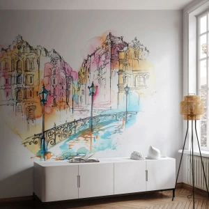 Selbstklebende Fototapete Deluxe Sticker - Das Herz der Stadt - Stadt, Die Architektur, Brücke - 500x350 cm