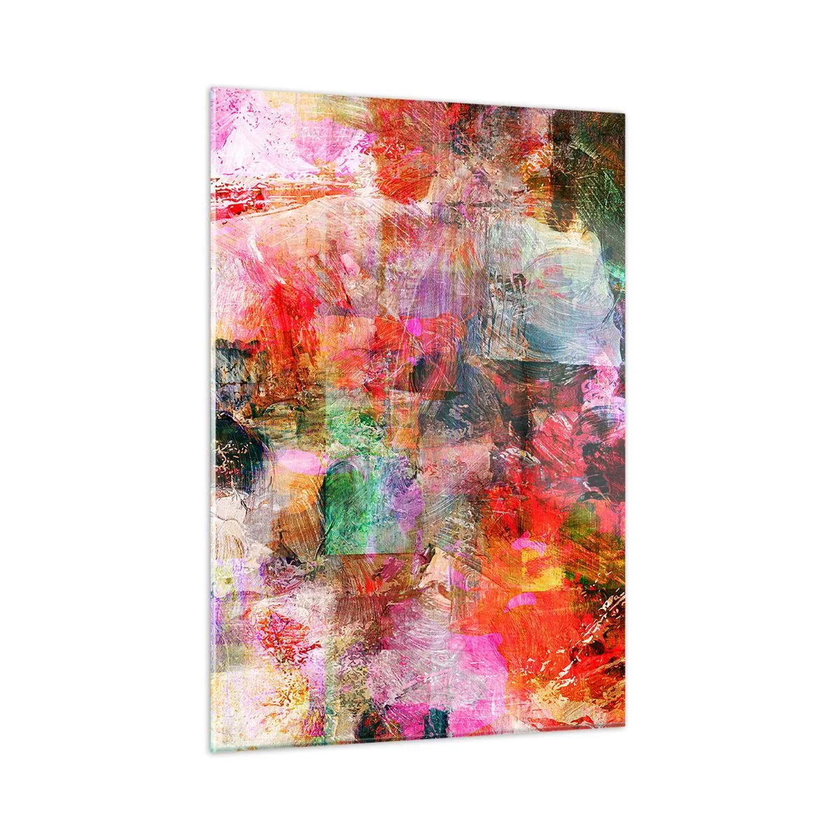 Glasbild - Bild auf glas - Bunte Abstraktion mit intensiven Farben - 50x70cm - Eine Reise durch die Rosen - Moderne Wanddekoration für Wohnzimmer und Schlafzimmer ARTTOR