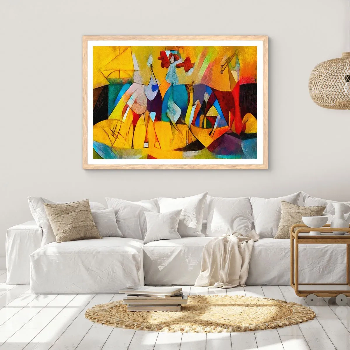 Poster in einem Rahmen aus heller Eiche - Sonne - Leben - Freude - 40x30 cm