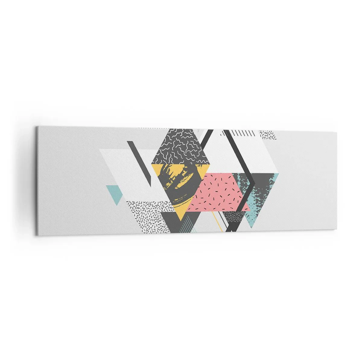 Bild auf Leinwand - Leinwandbild - Geometrische Muster auf hellem Hintergrund - 160x50cm - Variation über Dreieck und Raute - Moderne Wanddekoration für Wohnzimmer und Schlafzimmer ARTTOR