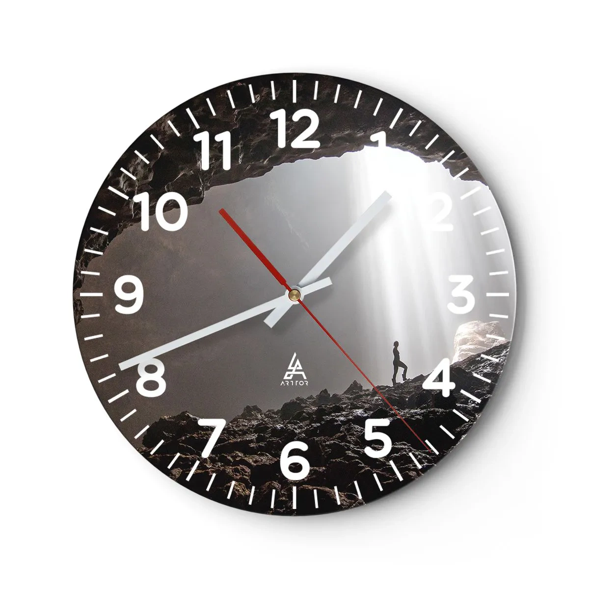 Wanduhr - Glasuhr - Die leuchtende Grotte - 40x40 cm