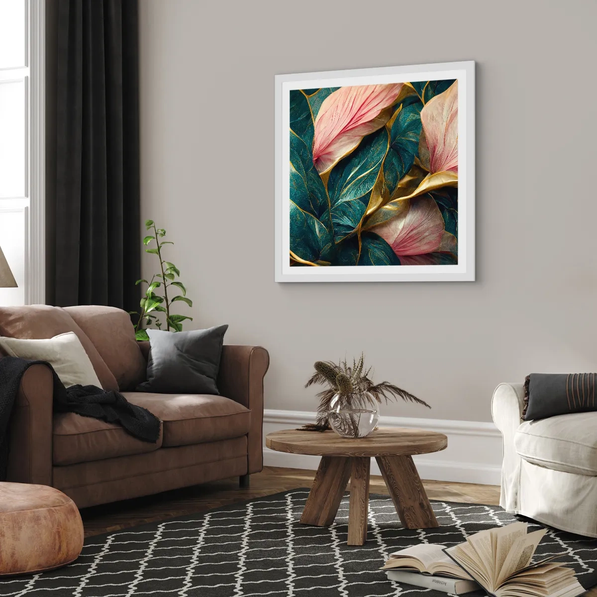 Poster in einem weißen Rahmen - Natürliche Eleganz und Stil - 50x50 cm