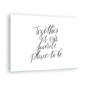 Glasbild - Bild auf glas - Minimalistische kalligrafische Inschrift auf weißem Hintergrund - 70x50cm - Fühlst du das auch? - Moderne Wanddekoration für Wohnzimmer und Schlafzimmer ARTTOR