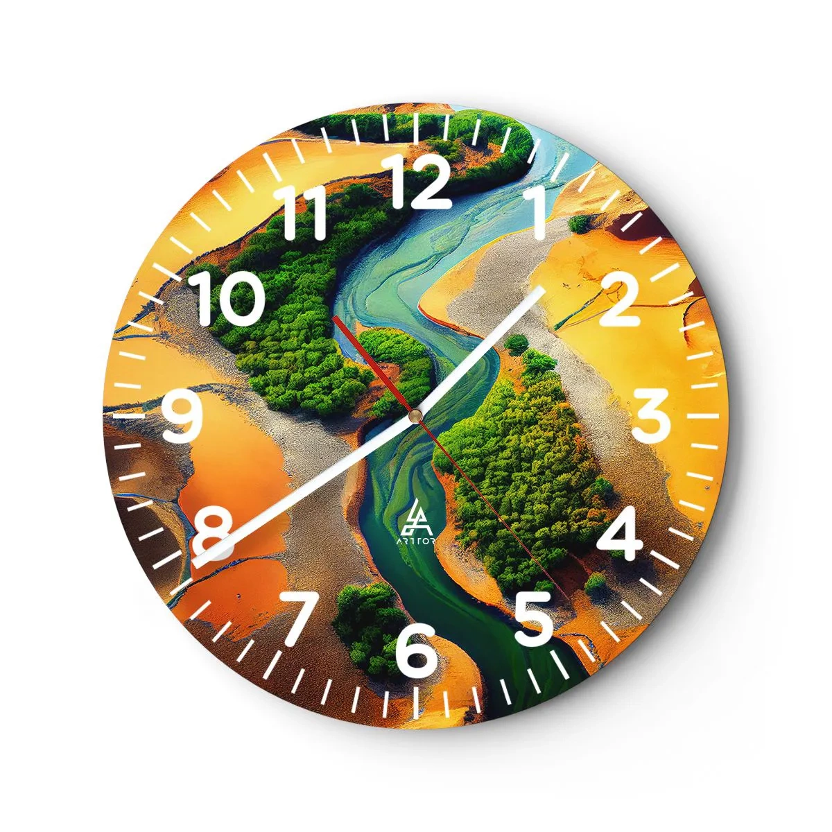 Wanduhr - Glasuhr - Lebensspendender Fluss - 30x30 cm