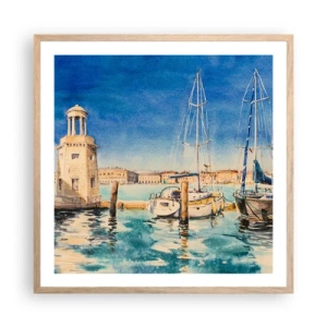 Poster in einem Rahmen aus heller Eiche - Sonnige Lagune - 60x60 cm